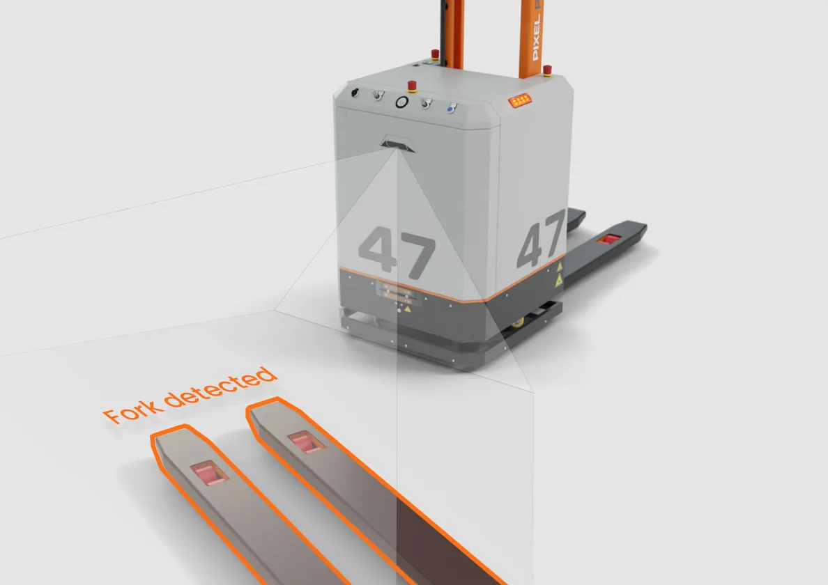 AI-based fork detection recognising forklift forks on the floor