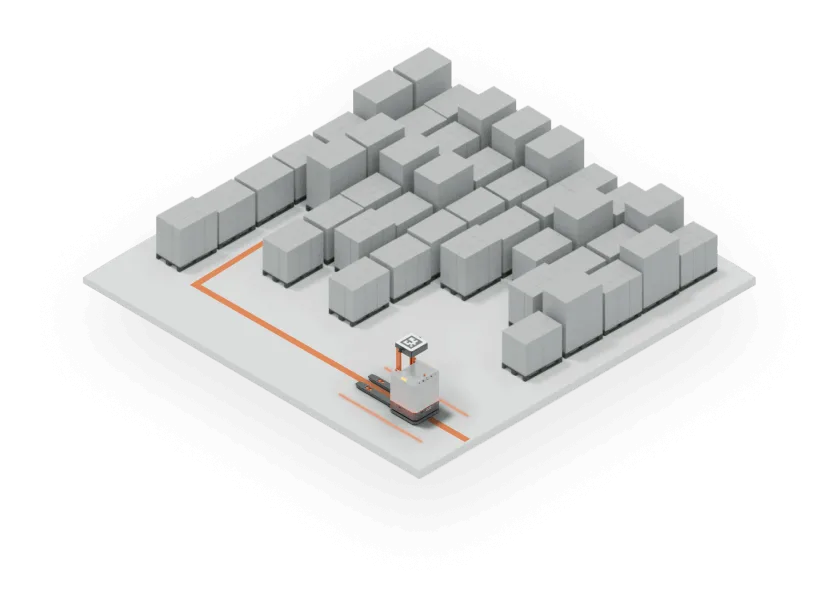 Robot path bending around an obstacle detected by the digital twin